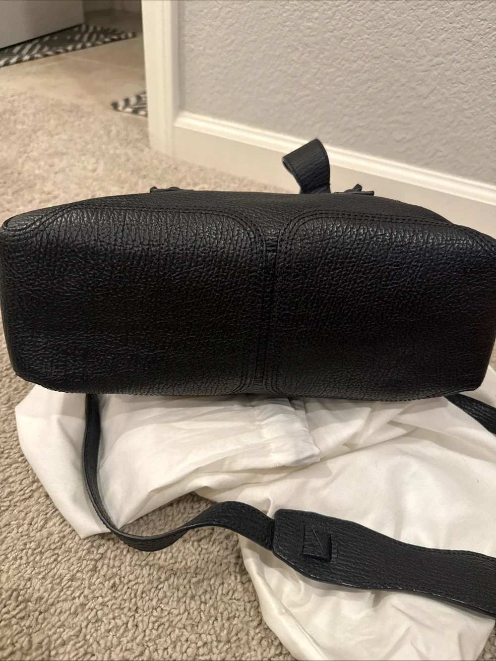 3.1 Phillip Lim Black Textured Leather Satchel with Gold Hardware
